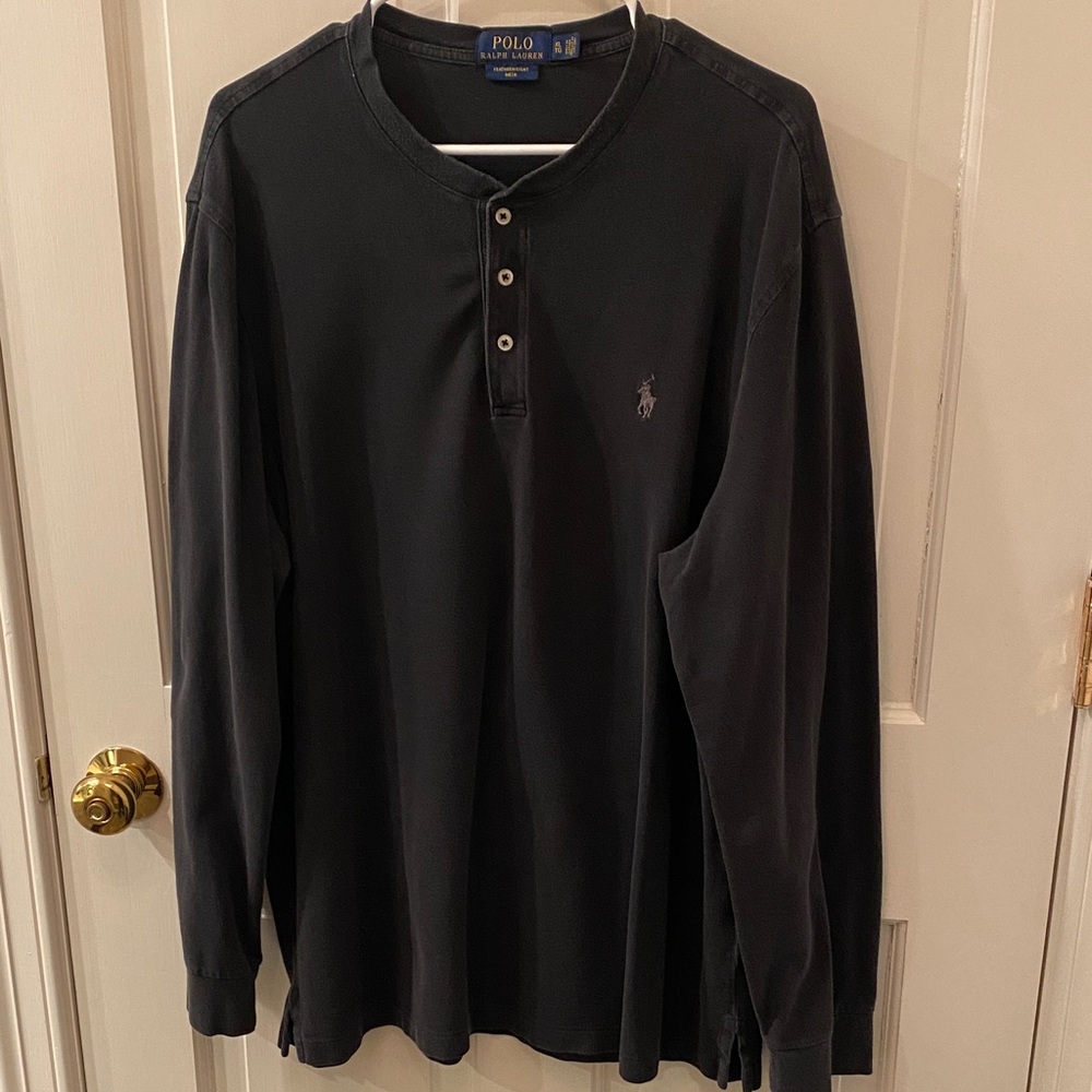 Pair of Ralph Lauren Men's Long Sleeve Henley • Gray & Navy - Picture 3 of 10
